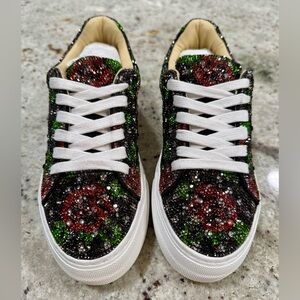 Betsey Johnson SIDNY Rose Rhinestone Sneakers NWOT
